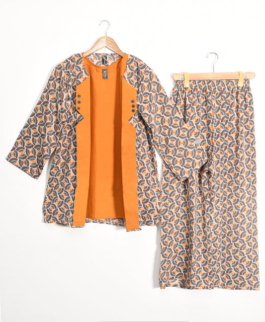 3 piece - Printed Coat Style with Separate Inner