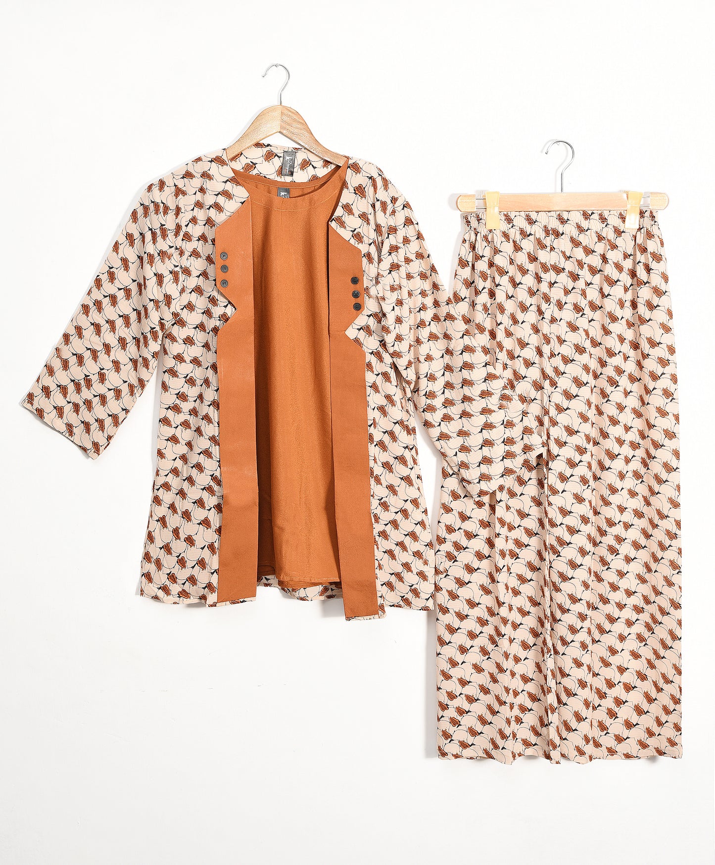 3 piece - Printed Coat Style with Separate Inner